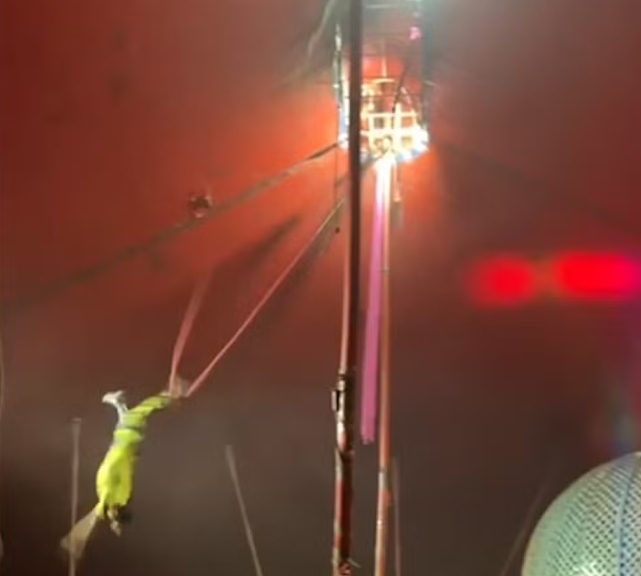 VÍDEO: Trapezista cai em cima de plateia durante apresentação em circo